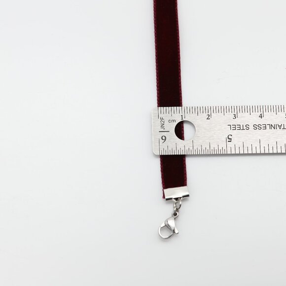 Maroon Velvet Choker Maroon Swiss velvet Adjustable Necklace red Chokers (#52) - Picture 7 of 12